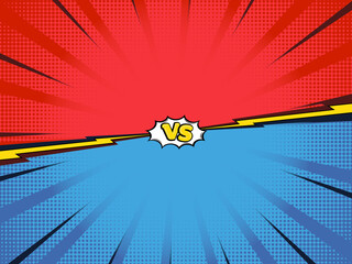 Cartoon comic background fight versus competition poster with halftone effect retro pop art style...