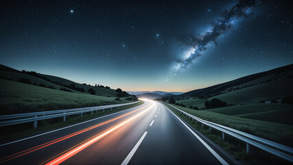 Obraz premium driving by night light trails