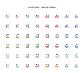 Collection of document type icon according to file extension
