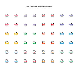 Collection of document type icon according to file extension
