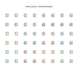 Collection of document type icon according to file extension

