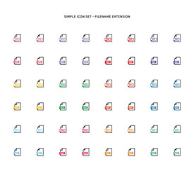 Collection of document type icon according to file extension
