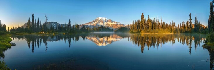 Mountain Lake Reflection at Sunrise