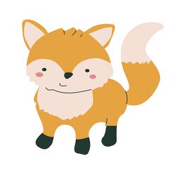 Fall childrens animal fox isolated clipart. Forest wild pet with harvest clipart element. Hand drawn icon.