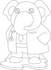 Elephant Doctor Doctor's coat Animal Vector Graphic Art Illustration