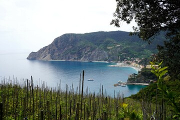 view of the sea and mountains, monterosso al mare, cinque terre, italy