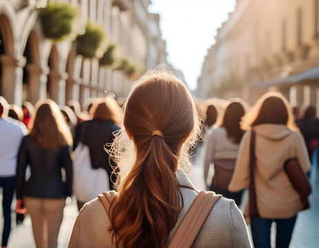  Anonymous Crowd of People Walking on City Street- A bustling city street scene with an anon_1(7)