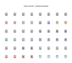 Collection of document type icon according to file extension
