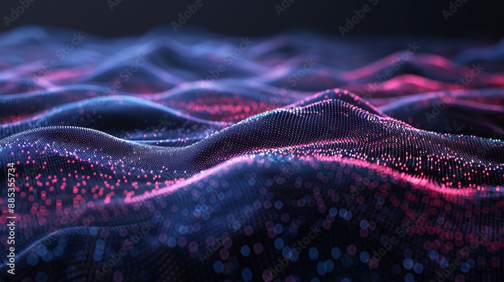 Poster cyber big data flow. blockchain data fields. connected network lines. concept of ai technology, digi