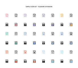 Collection of document type icon according to file extension
