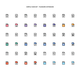Collection of document type icon according to file extension
