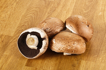 Raw brown champignon for cooking