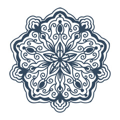 Monochrome mandala isolated on white background.  Hand-drawn illustration. Vector.