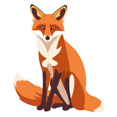 Colorful illustration of a red fox sitting with a calm expression. Perfect for nature and wildlife-themed projects.