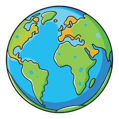 A cartoon of a globe with a face and a face that saysthe earth