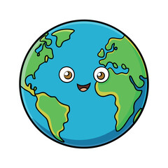A cartoon of a globe with a face and a face that saysthe earth