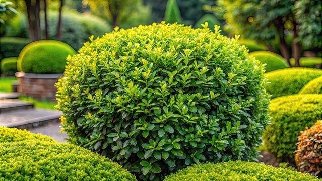 Lush bush of the euonymus plant in a garden, lush, green, foliage, plant, garden, euonymus, beresklet, vibrant, nature