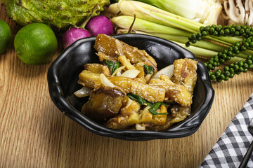 Roasted Thai eggplant with onion