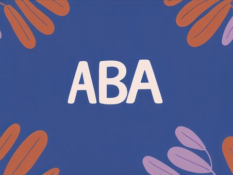 Abbreviation ABA flat lay on blue background