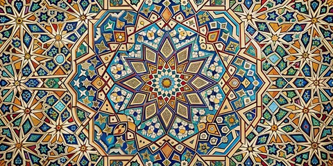 Traditional Islamic pattern with intricate geometric designs in ultra high definition resolution, Islamic, pattern, old