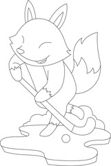 Fox Hockey Hockey stick Sports Animal Vector Graphic Art Illustration