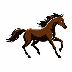 A running horse vector art illustration, solid color flat style, isolated white background (5)