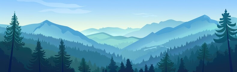 Mountainous Landscape in Blue Hues