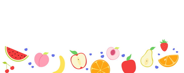 Fruits background banner. Flat style. Vector illustration.