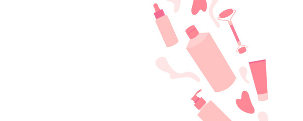 Shampoo banner. Flat style. Vector icons.