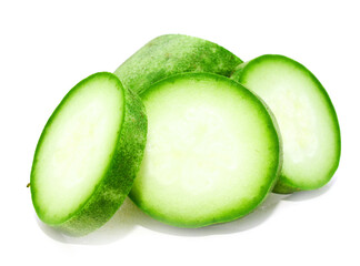 Fresh pumpkins are placed on a white background - stock photo
