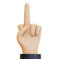 A hand making a middle finger gesture, with the middle finger extended upwards. 3D render illustration in cartoon style. Transparent background, isolation.