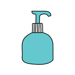 antiseptic disinfectant bottle hand drawn color vector illustration
