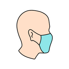 man wearing face mask hand drawn color vector illustration