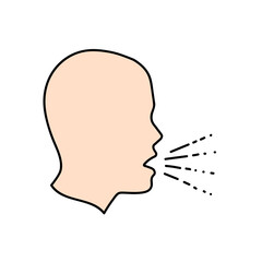 man coughing hand drawn color vector illustration