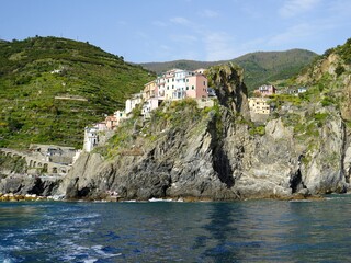 view from the boat, Riomaggiore, cinque terre, italy