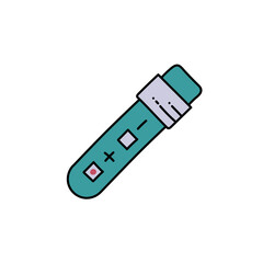 lab testing tube with positive and negative result hand drawn color vector illustration