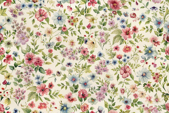 Floral Kaleidoscope: seamless pattern featuring a scattering of delicate wildflowers