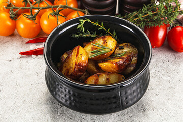 Grilled young small baby potato
