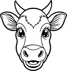 Hand drawn cow line art illustration