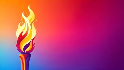 olympic games banner concept with vibrant flame and colorful background