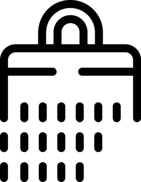 recommend clip art: Simple black line art icon representing a shower head spraying water drops