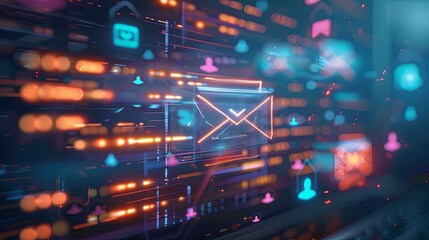 Obraz premium email marketing concept, email with notification alert, Direct selling project in customer list business for email