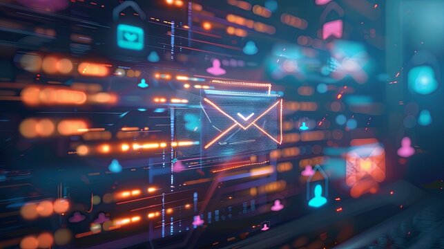 email marketing concept, email with notification alert, Direct selling project in customer list business for email