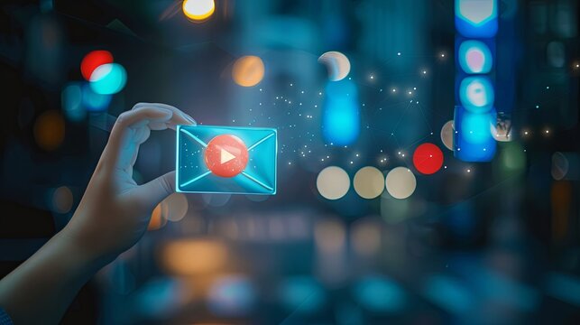 email marketing concept, email with notification alert, Direct selling project in customer list business for email