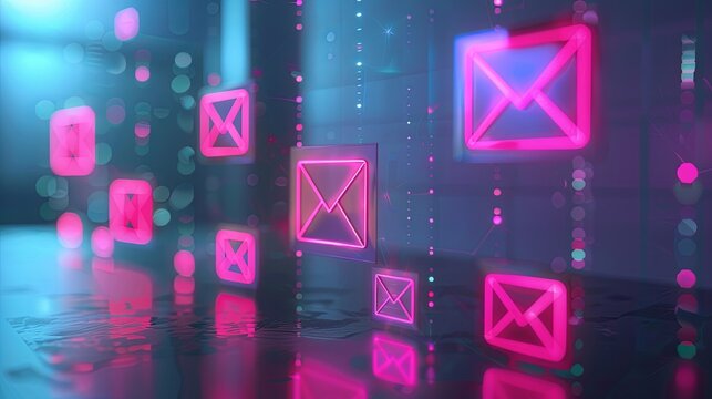 email marketing concept, email with notification alert, Direct selling project in customer list business for email - Powered by Adobe