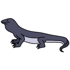 komodo dragon animal reptile hand drawn color vector illustration