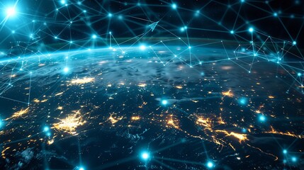 Fototapeta premium Global network connection to big data around the world.a nd tecnology internet metaverse concept 4K 