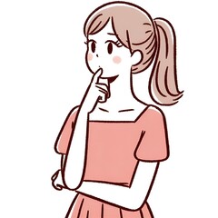 a woman pondering with her hand on her chin. Generative ai