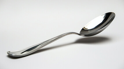 Stainless steel spoon on a clear white bacgground