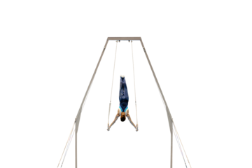 gymnast athlete exercising on ring frame, isolated on transparent background